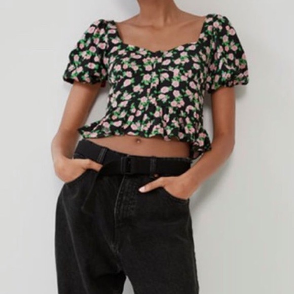 Zara peplum floral blouse - Picture 1 of 6